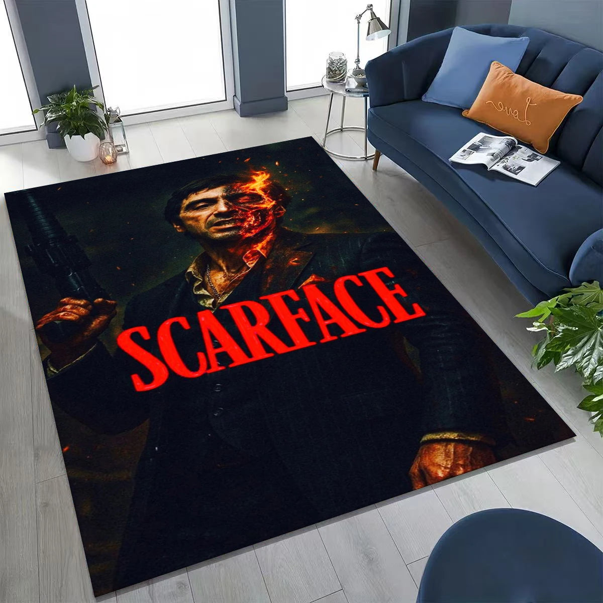 Classic Scarface Tony Montana Movie Art Carpet Rug for Bedroom Living Room Sofa Home Doormat Decor,Large Kids Non-slip Floor Mat