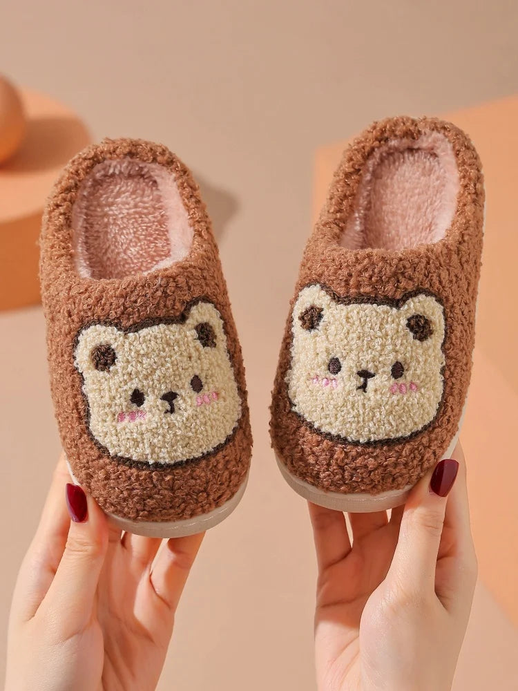 2025 New Winter Slippers for Men and Women Fashionable, Simple and Cute Bear Cotton Slippers, Innate Warm Winter Home Slippers
