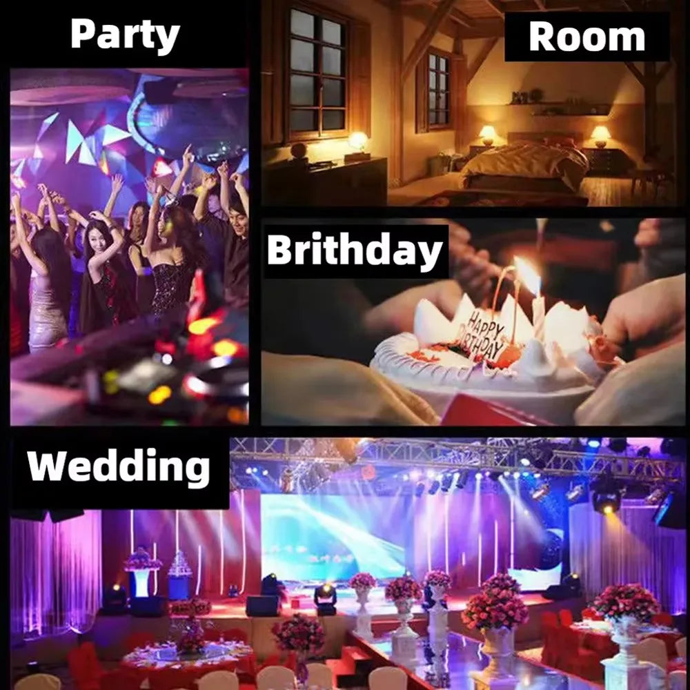 2024 New RGB LED Stage Disco Lights Rotating DJ Ball Strobe Remote Control Sound Magic Dance Car Christmas Gift Party Club Lamps