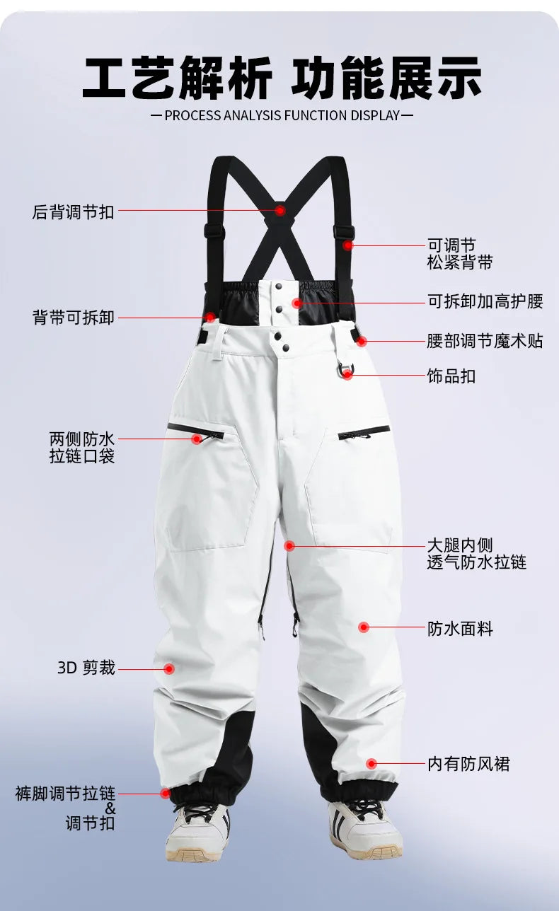 2025 GSOU SNOW Men's Skiing Outfit Winter Outdoor Sports Double Board Warm Breathable Waterproof Windproof Snowboard Set