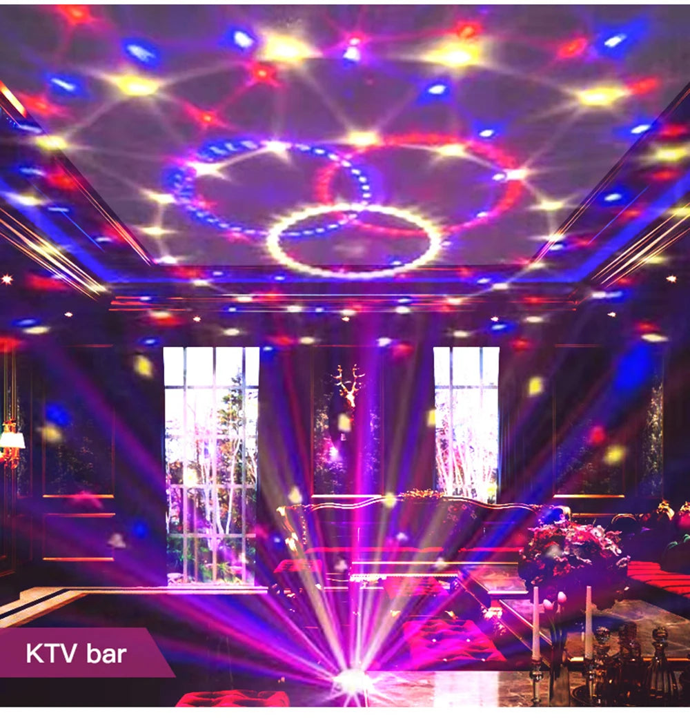 2024 New RGB LED Stage Disco Lights Rotating DJ Ball Strobe Remote Control Sound Magic Dance Car Christmas Gift Party Club Lamps