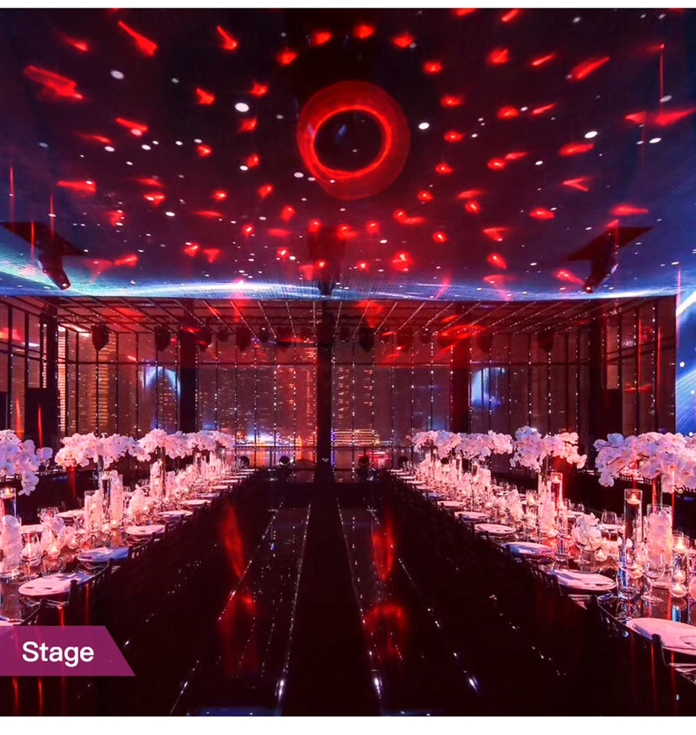 2024 New RGB LED Stage Disco Lights Rotating DJ Ball Strobe Remote Control Sound Magic Dance Car Christmas Gift Party Club Lamps