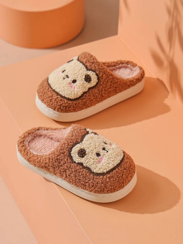 2025 New Winter Slippers for Men and Women Fashionable, Simple and Cute Bear Cotton Slippers, Innate Warm Winter Home Slippers