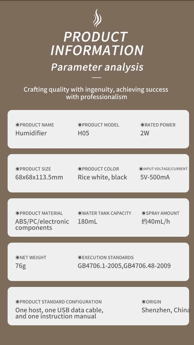 The simulated volcanic color lamp humidifier USB aromatherapy diffuser is suitable for use in cars, homes, bedrooms, as a gift,