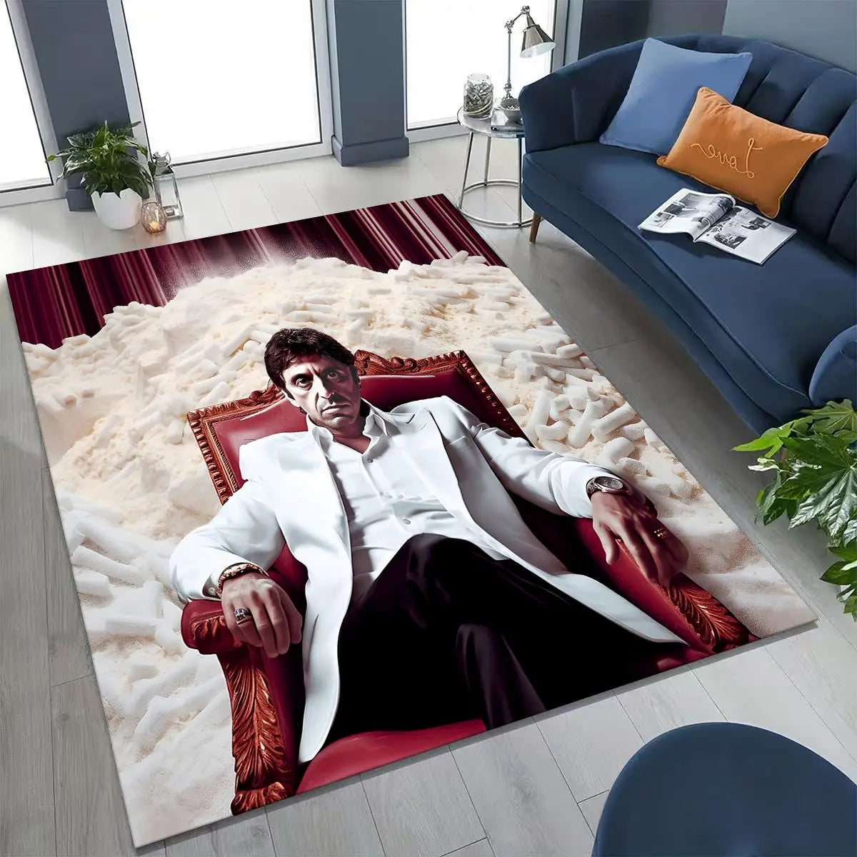 Classic Scarface Tony Montana Movie Art Carpet Rug for Bedroom Living Room Sofa Home Doormat Decor,Large Kids Non-slip Floor Mat