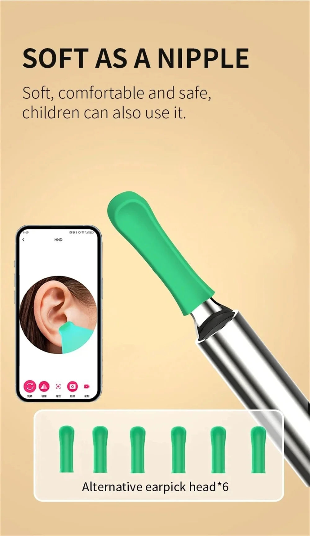 Visual Ear Wax Cleaner with Camera Ear Sticks Otoscope USB C Charging Endoscope Safe Ear Wax Removal Tools Mini Camera Earpick