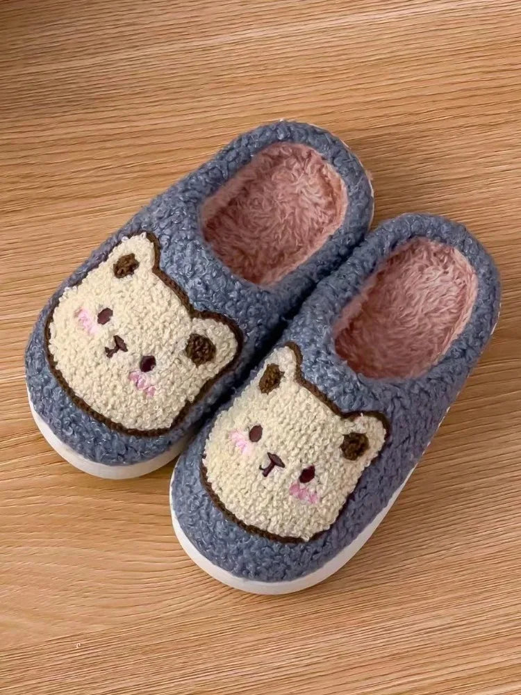2025 New Winter Slippers for Men and Women Fashionable, Simple and Cute Bear Cotton Slippers, Innate Warm Winter Home Slippers
