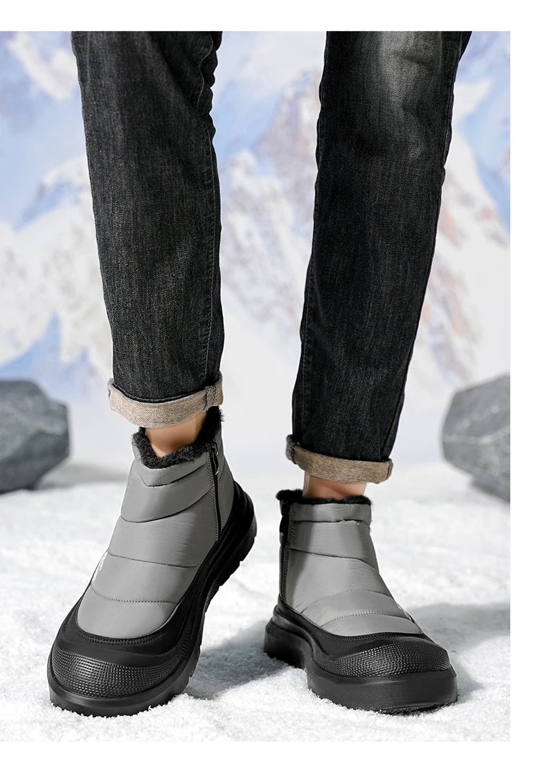 Winter Shoes Men 2026  Fur Warm Comfortable Snow Boots Outdoor Waterproof Down Boots High Top Ankle Boots Platform Shoes Size 44
