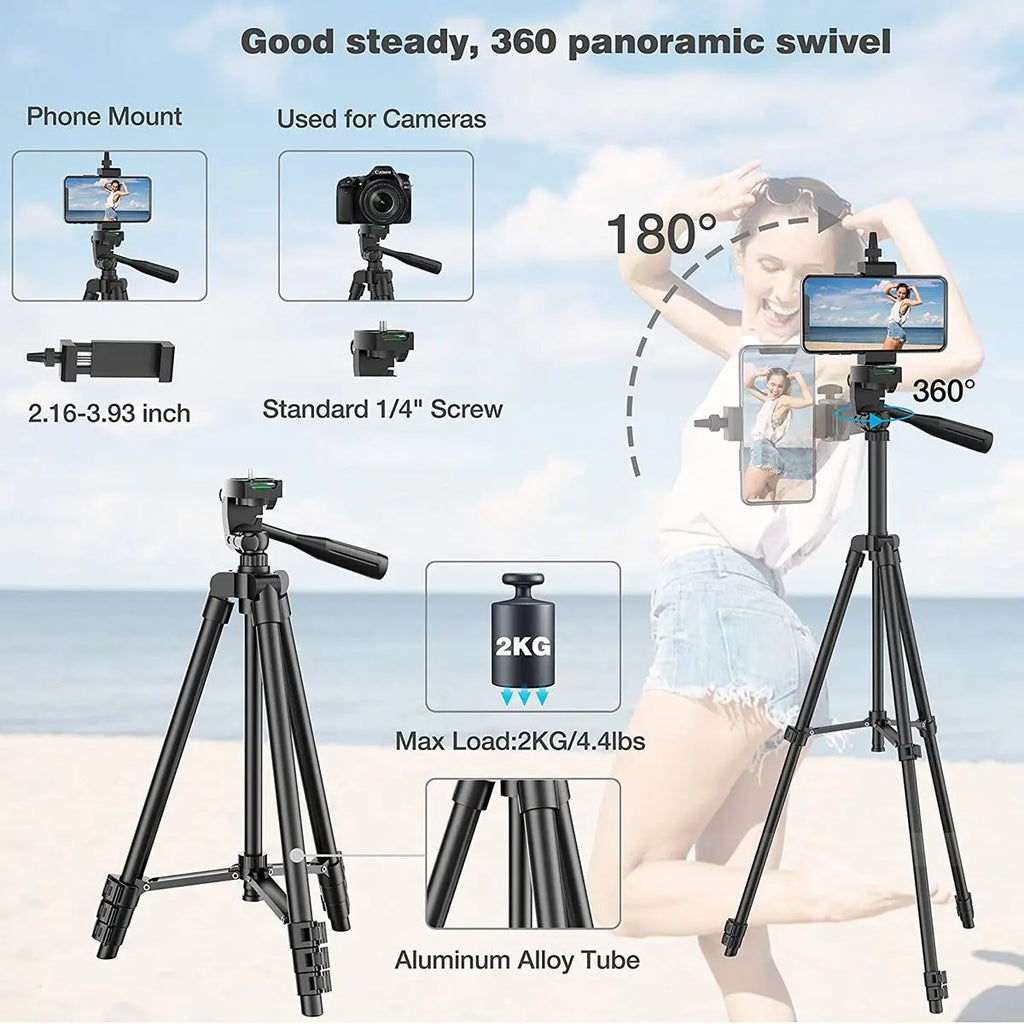 Universal Extendable Tripod Stand With Bluetooth Remote Phone Holder Lightweight Photography Live Tripods For Sports Camera DSLR