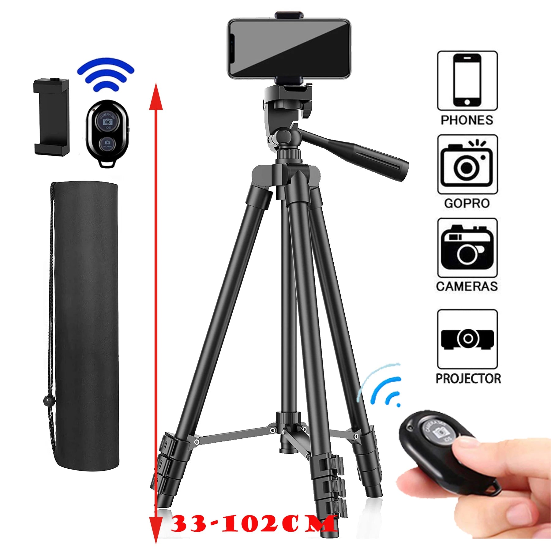 Universal Extendable Tripod Stand With Bluetooth Remote Phone Holder Lightweight Photography Live Tripods For Sports Camera DSLR