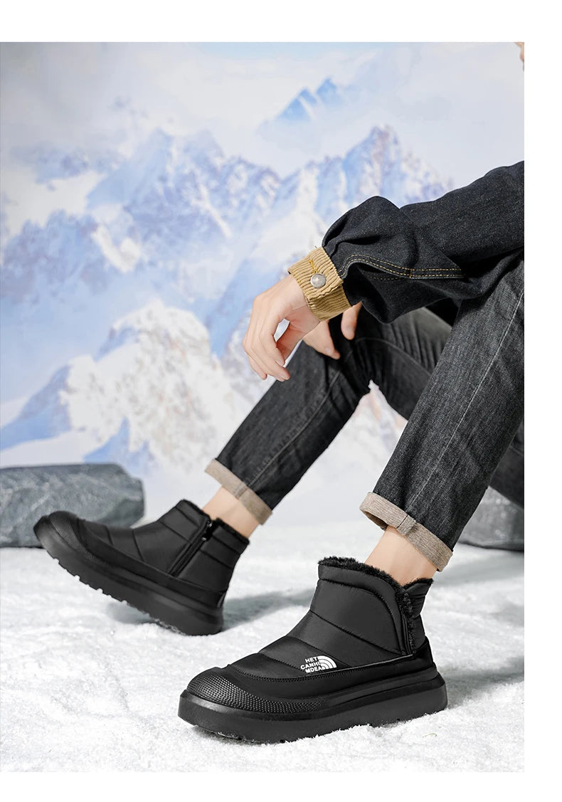 Winter Shoes Men 2026  Fur Warm Comfortable Snow Boots Outdoor Waterproof Down Boots High Top Ankle Boots Platform Shoes Size 44