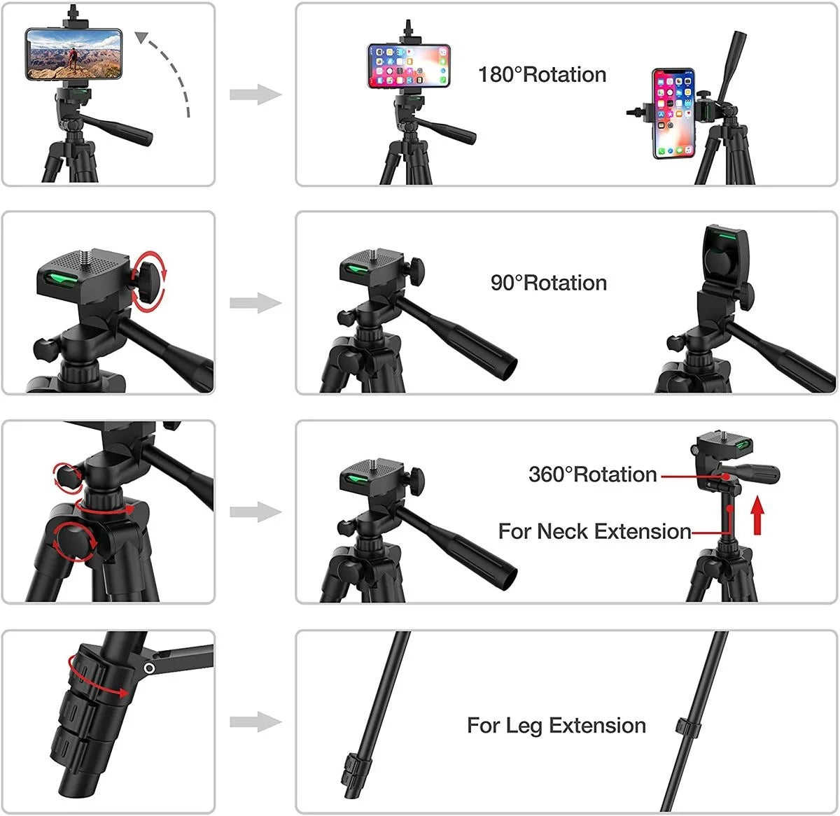 Universal Extendable Tripod Stand With Bluetooth Remote Phone Holder Lightweight Photography Live Tripods For Sports Camera DSLR