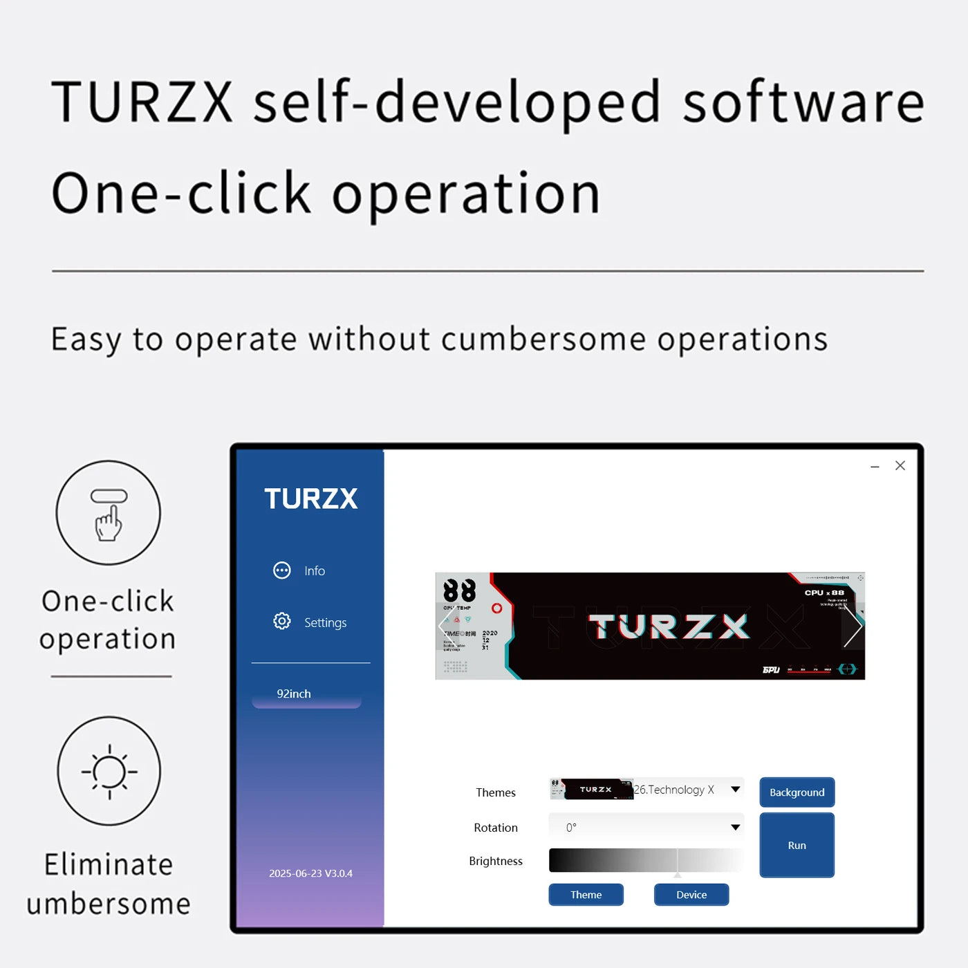TURZX 9.2 Inch USB Secondary Screen for Computer Chassis 1920*462 IPS LCD Type-C Display CPU RAM GPU HDD FPS Weather Monitor