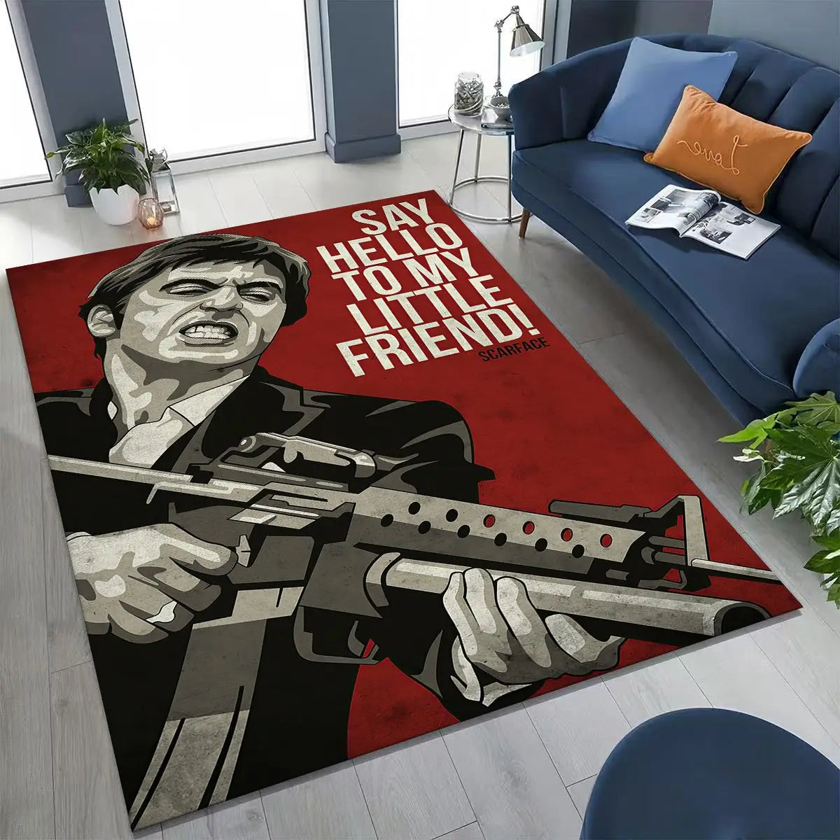 Classic Scarface Tony Montana Movie Art Carpet Rug for Bedroom Living Room Sofa Home Doormat Decor,Large Kids Non-slip Floor Mat