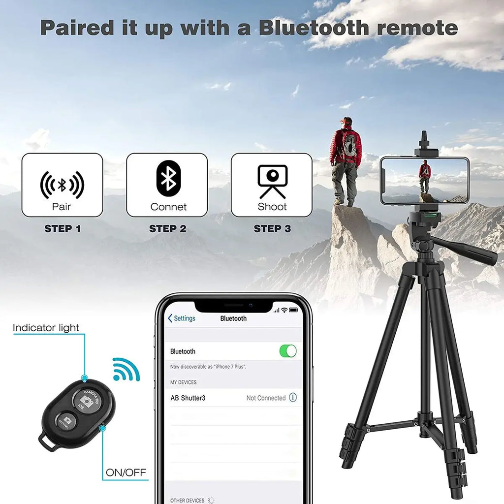 Universal Extendable Tripod Stand With Bluetooth Remote Phone Holder Lightweight Photography Live Tripods For Sports Camera DSLR