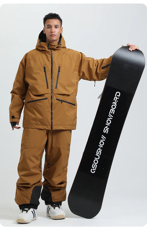 2025 GSOU SNOW Men's Skiing Outfit Winter Outdoor Sports Double Board Warm Breathable Waterproof Windproof Snowboard Set