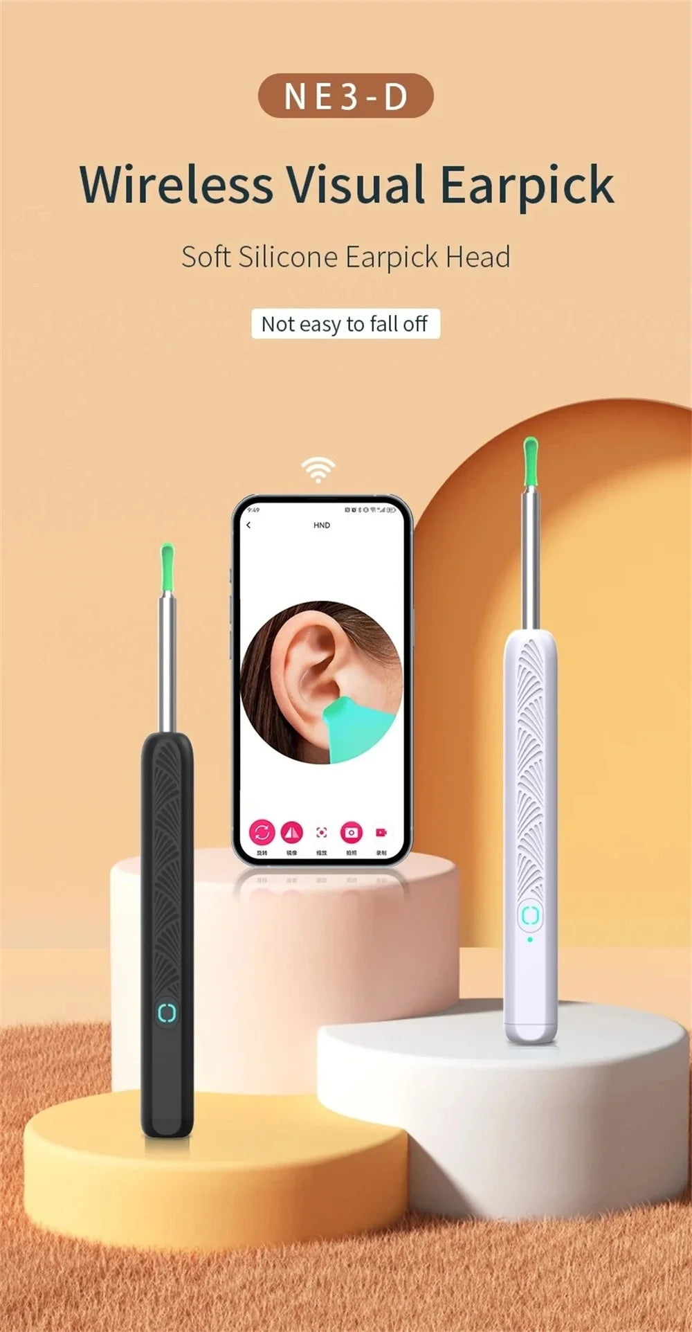 Visual Ear Wax Cleaner with Camera Ear Sticks Otoscope USB C Charging Endoscope Safe Ear Wax Removal Tools Mini Camera Earpick