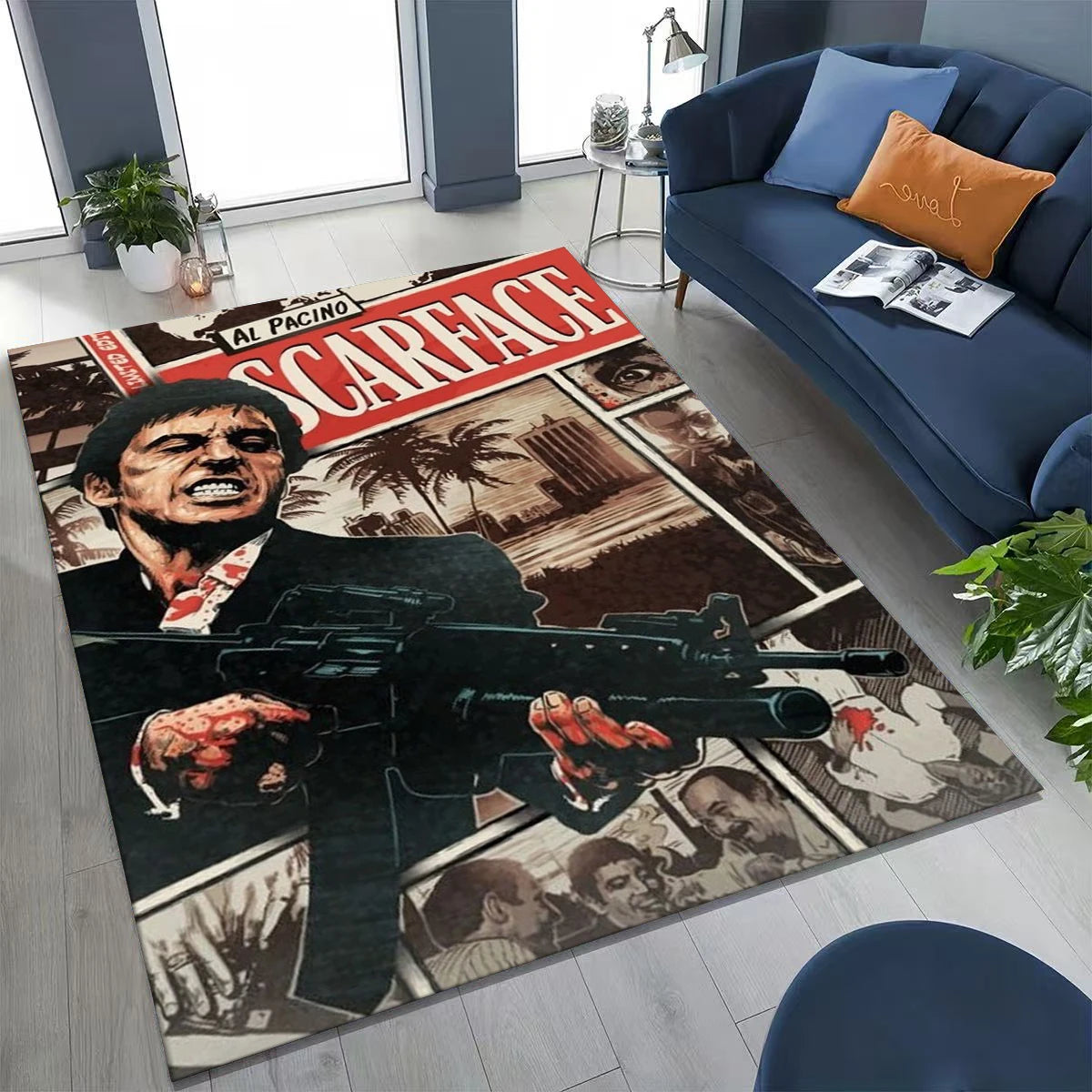 Classic Scarface Tony Montana Movie Art Carpet Rug for Bedroom Living Room Sofa Home Doormat Decor,Large Kids Non-slip Floor Mat