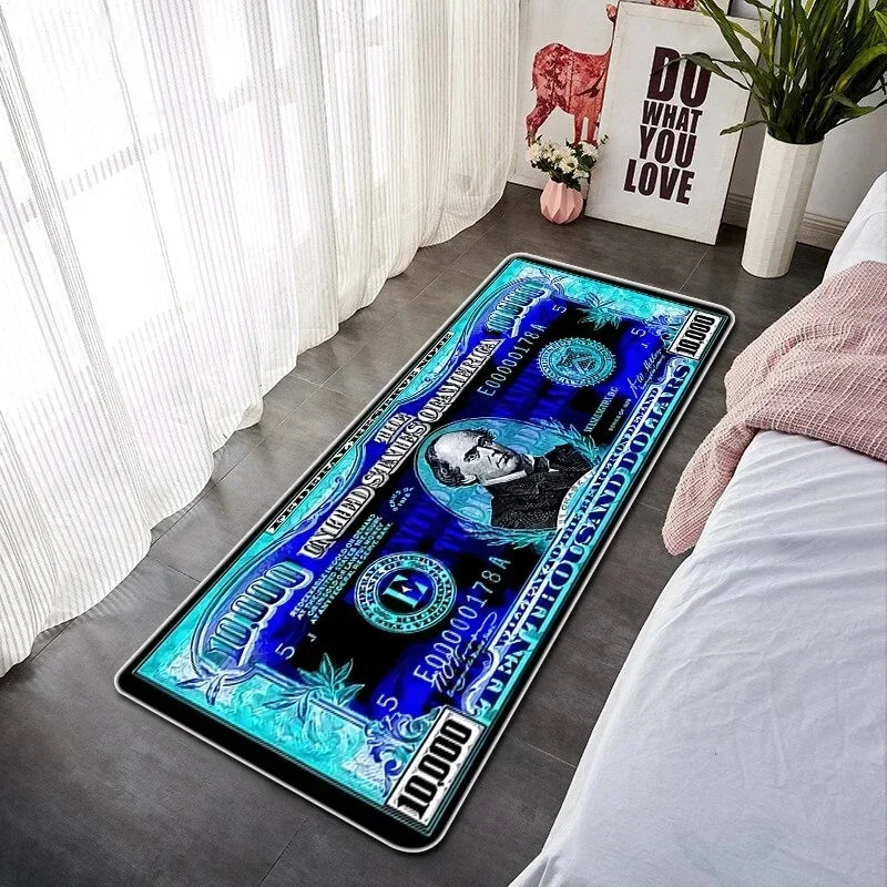 VIKAMA Creative Banknote Long Strip Floor Mat Soft And Anti-Slip Bedroom Bedside Blanket Bay Window Blanket Home Decoration