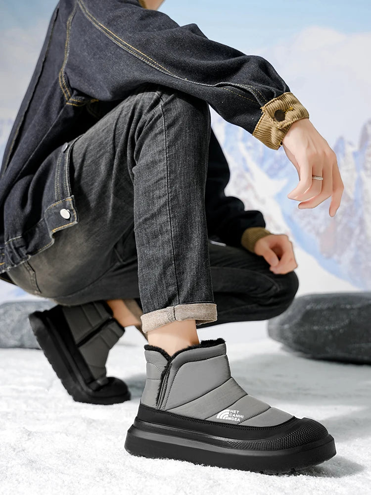 Winter Shoes Men 2026  Fur Warm Comfortable Snow Boots Outdoor Waterproof Down Boots High Top Ankle Boots Platform Shoes Size 44