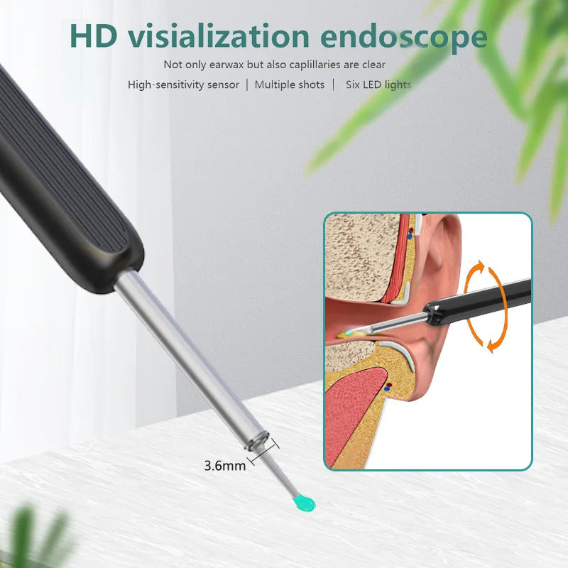 Smart Visual Ear Sticks Otoscope 1296P Ear Cleaner High Precision Ear Wax Removal Tool Mini Camera Health Care Ear Cleaner