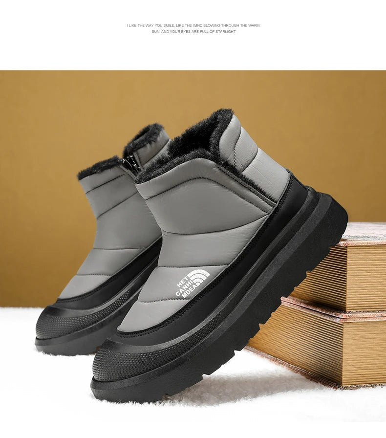 Winter Shoes Men 2026  Fur Warm Comfortable Snow Boots Outdoor Waterproof Down Boots High Top Ankle Boots Platform Shoes Size 44