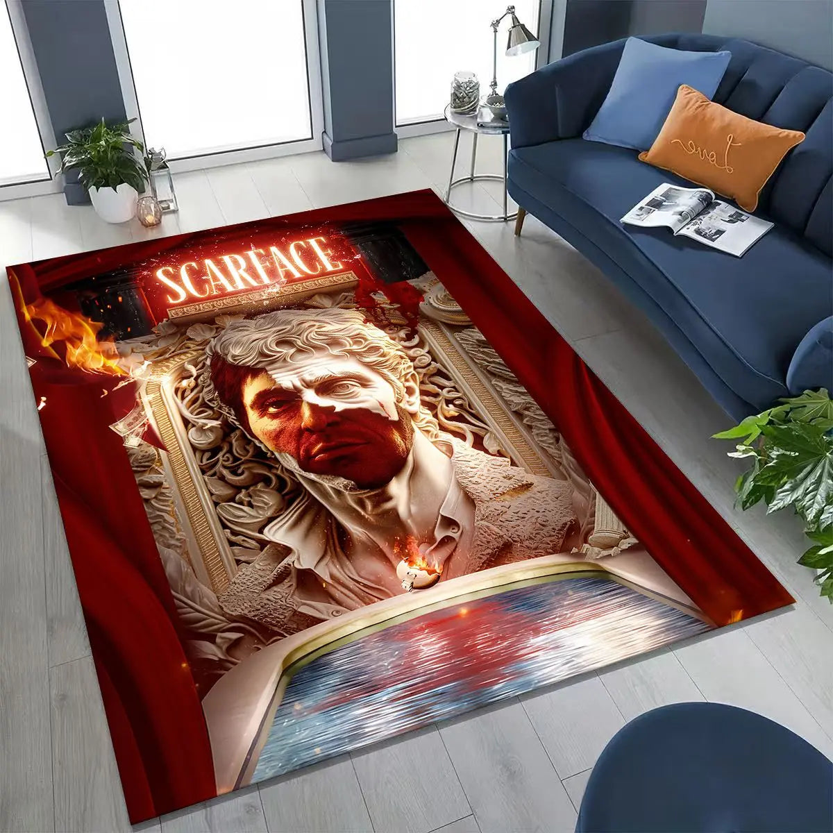 Classic Scarface Tony Montana Movie Art Carpet Rug for Bedroom Living Room Sofa Home Doormat Decor,Large Kids Non-slip Floor Mat