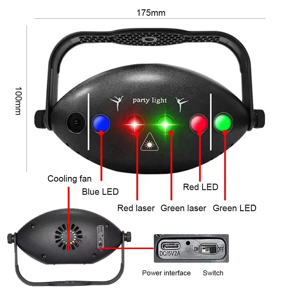 2024 New RGB LED Stage Disco Lights Rotating DJ Ball Strobe Remote Control Sound Magic Dance Car Christmas Gift Party Club Lamps