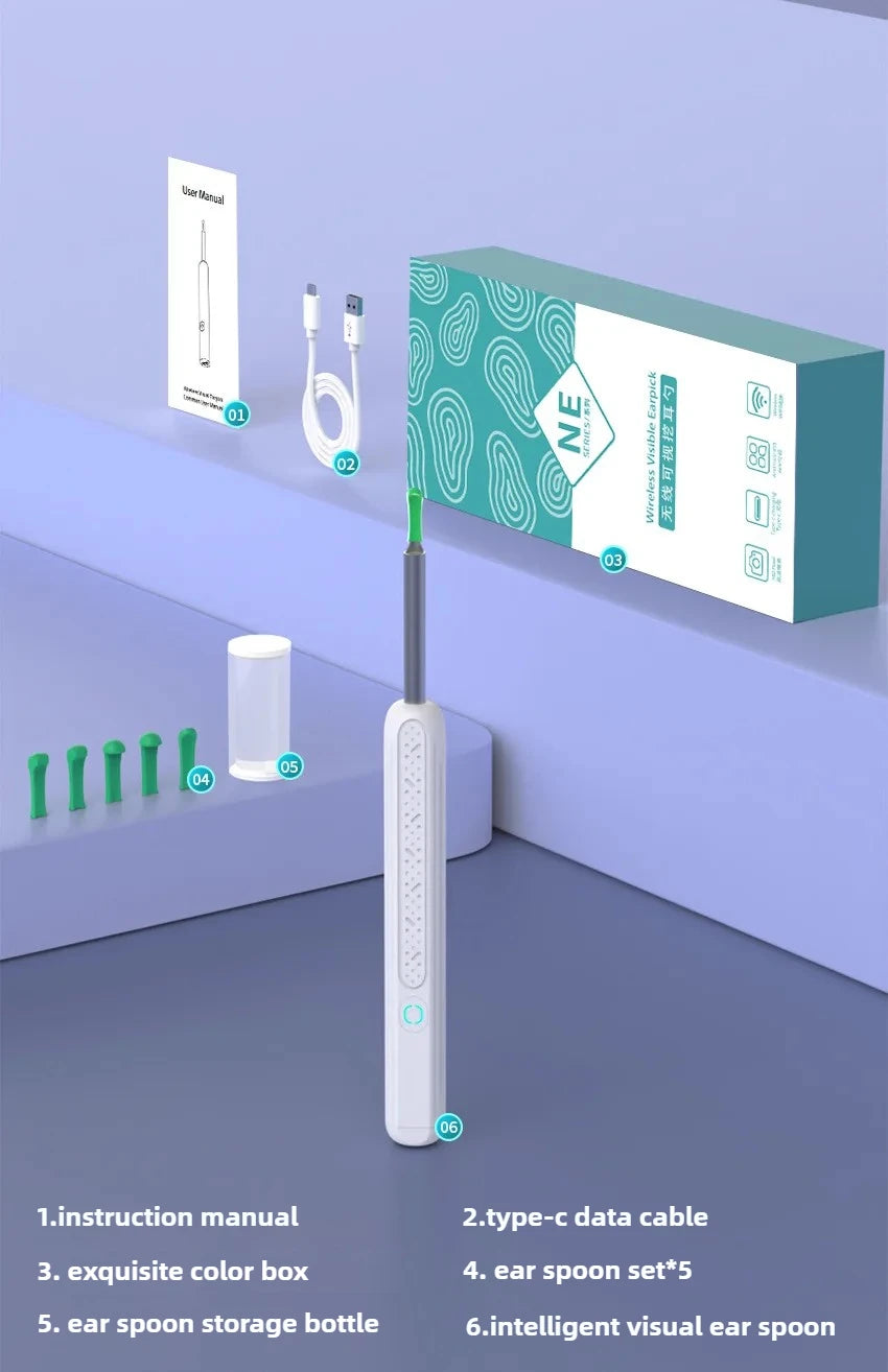 Wireless WiFi Ear Pick Otoscope Camera Borescope Luminous Ear Wax Cleaning Teeth Oral Inspection Health Care Ear Cleaner