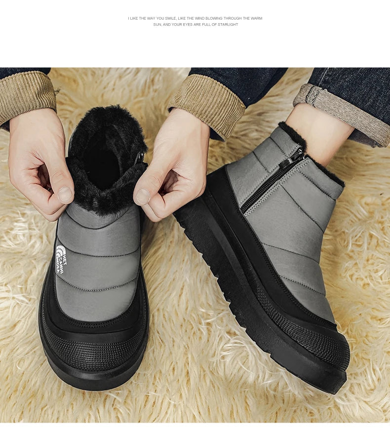 Winter Shoes Men 2026  Fur Warm Comfortable Snow Boots Outdoor Waterproof Down Boots High Top Ankle Boots Platform Shoes Size 44