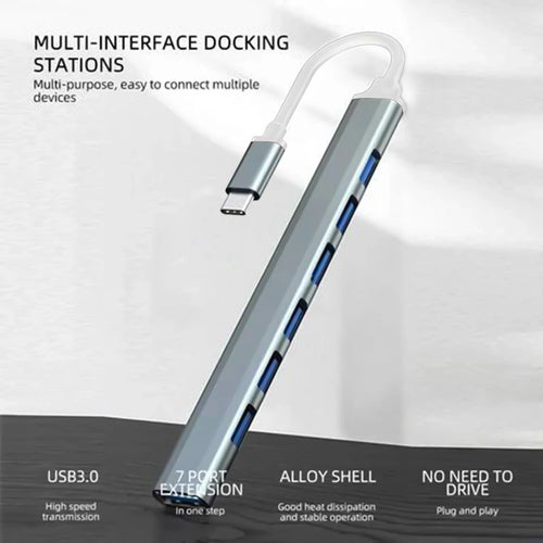 7 Ports USB HUB USB C USB 3.0 HUB 7-in-1 Type C Multi-port USB Splitter OTG Adapter USB Adapter for Macbook Pro Air PC Laptop