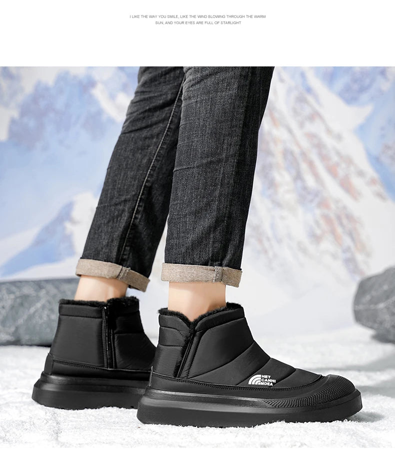 Winter Shoes Men 2026  Fur Warm Comfortable Snow Boots Outdoor Waterproof Down Boots High Top Ankle Boots Platform Shoes Size 44