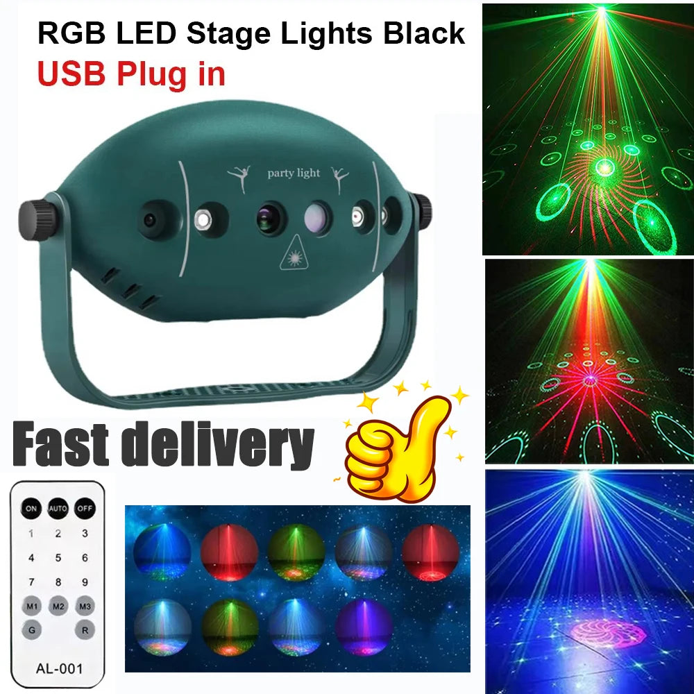2024 New RGB LED Stage Disco Lights Rotating DJ Ball Strobe Remote Control Sound Magic Dance Car Christmas Gift Party Club Lamps