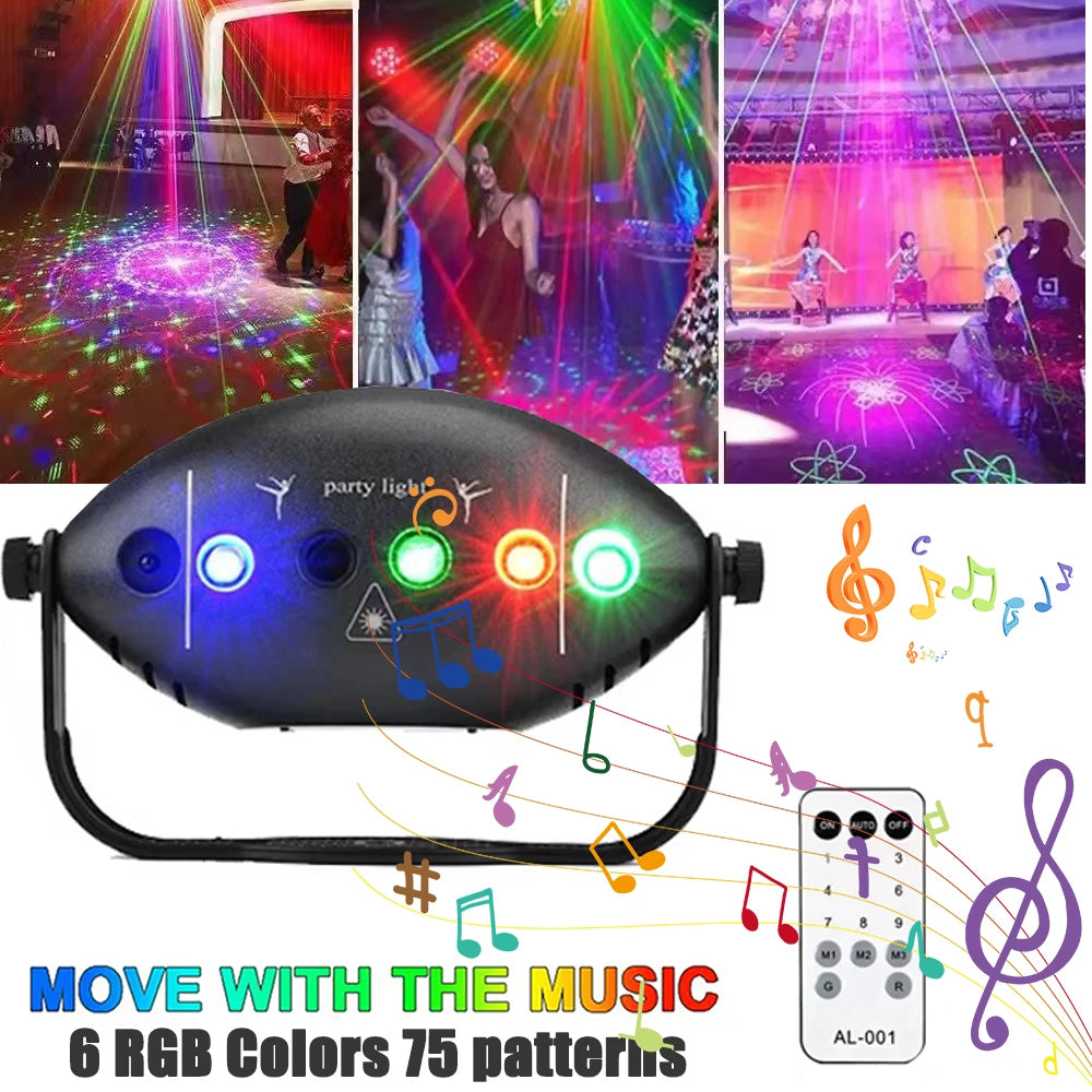 2024 New RGB LED Stage Disco Lights Rotating DJ Ball Strobe Remote Control Sound Magic Dance Car Christmas Gift Party Club Lamps