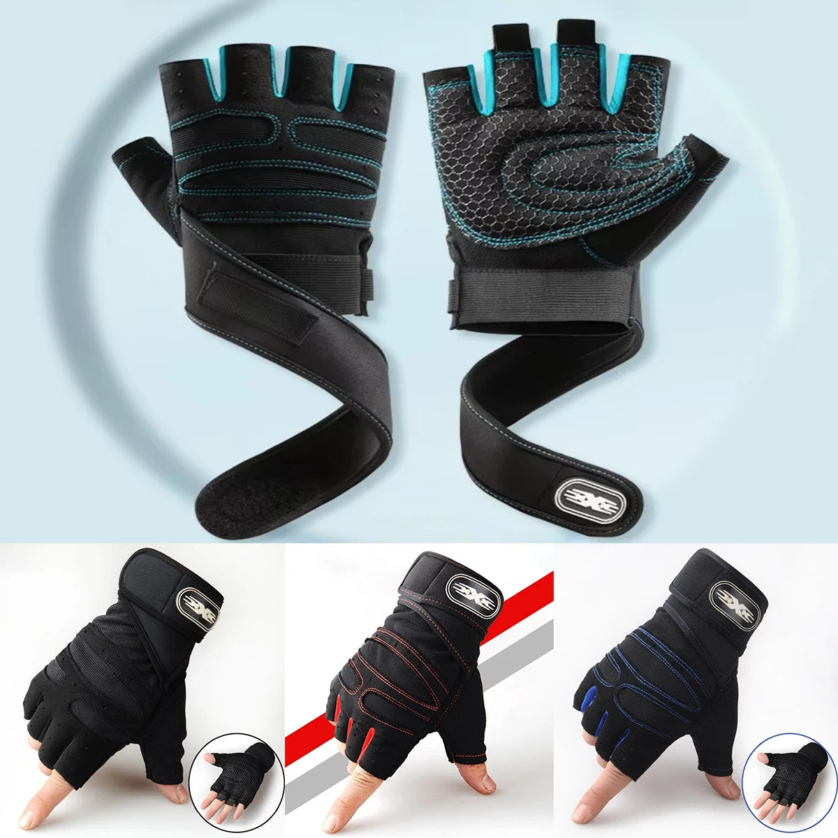 Gym Gloves for Men Women Fitness Weight Lifting Wristband Gloves Body Building Training Sports Exercise Cycling Glove Shockproof