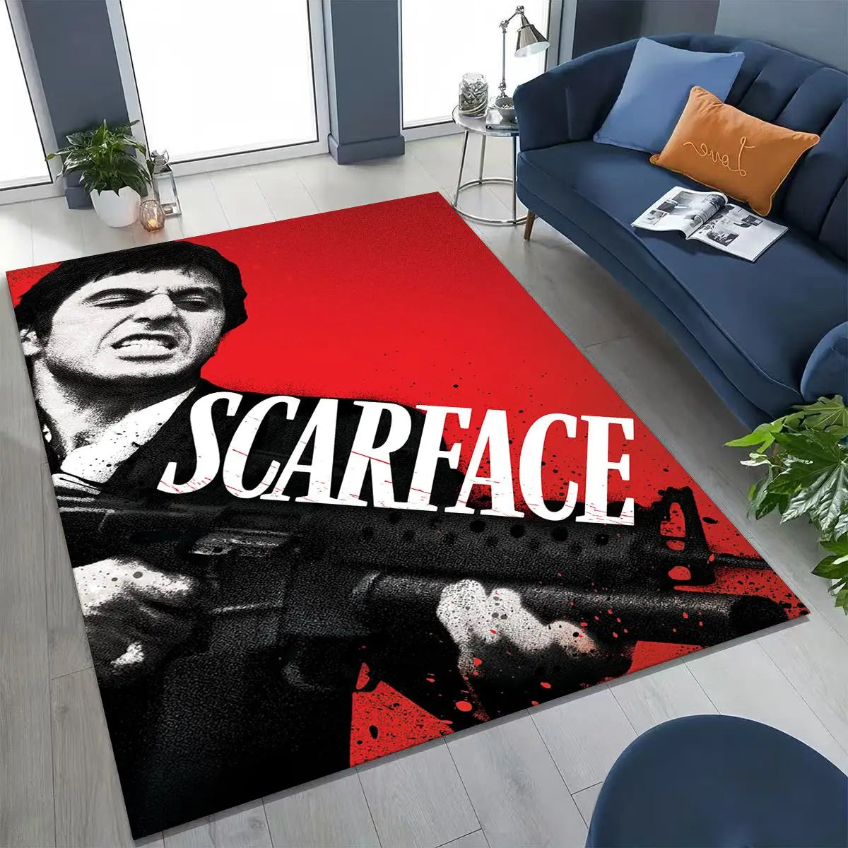 Classic Scarface Tony Montana Movie Art Carpet Rug for Bedroom Living Room Sofa Home Doormat Decor,Large Kids Non-slip Floor Mat