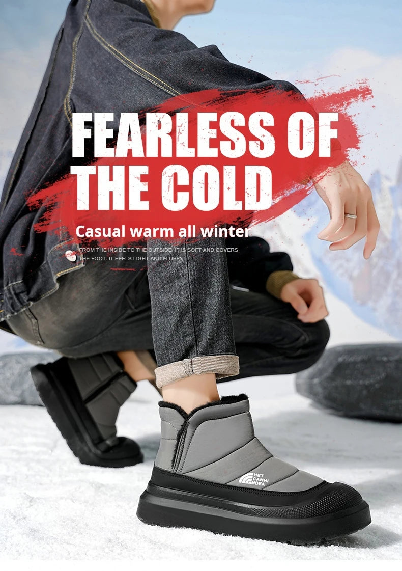 Winter Shoes Men 2026  Fur Warm Comfortable Snow Boots Outdoor Waterproof Down Boots High Top Ankle Boots Platform Shoes Size 44