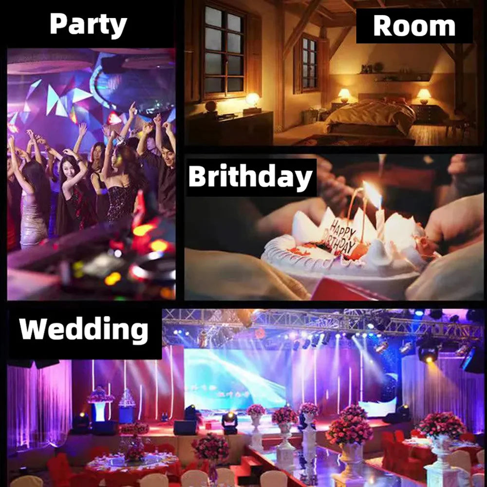 2024 New RGB LED Stage Disco Lights Rotating DJ Ball Strobe Remote Control Sound Magic Dance Car Christmas Gift Party Club Lamps