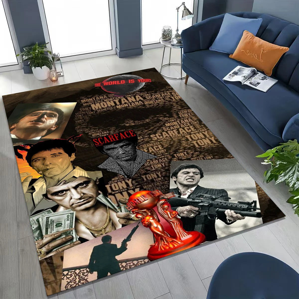 Classic Scarface Tony Montana Movie Art Carpet Rug for Bedroom Living Room Sofa Home Doormat Decor,Large Kids Non-slip Floor Mat