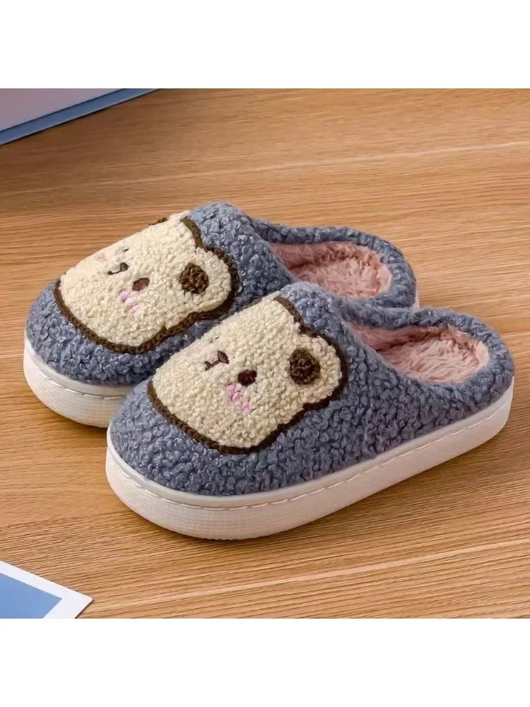 2025 New Winter Slippers for Men and Women Fashionable, Simple and Cute Bear Cotton Slippers, Innate Warm Winter Home Slippers