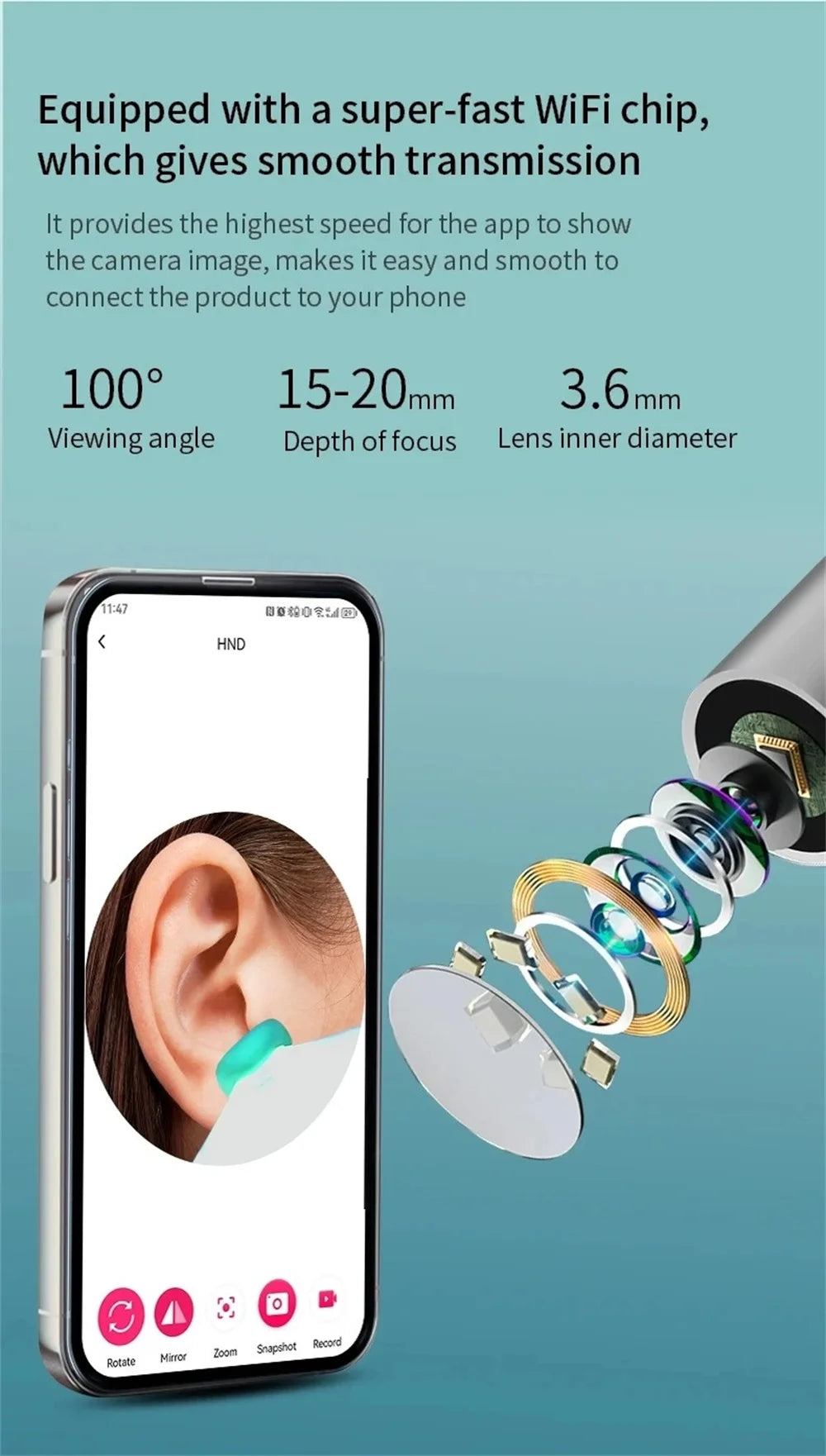 Visual Ear Wax Cleaner with Camera Ear Sticks Otoscope USB C Charging Endoscope Safe Ear Wax Removal Tools Mini Camera Earpick