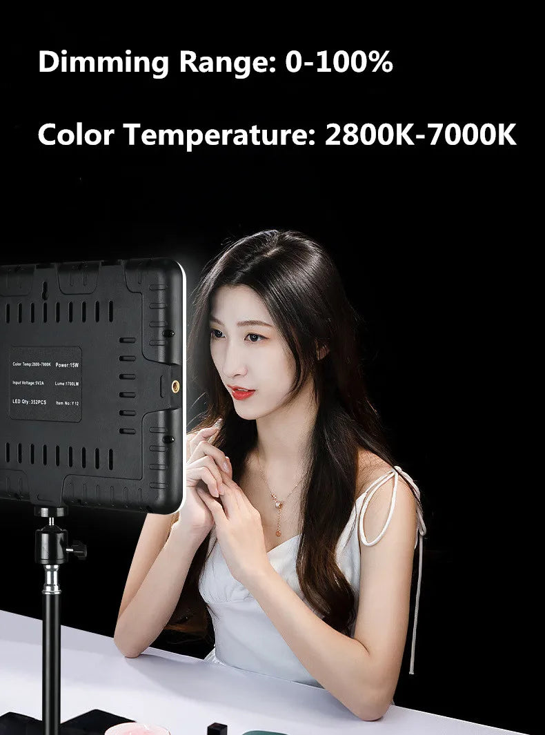 8/12 Inch LED Photography Video Panel Light Photo Studio Lighting Kit For Shoot Live Streaming Youbube With Tripod Stand