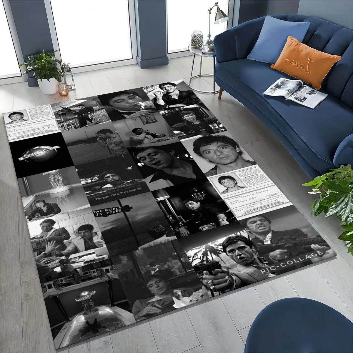 Classic Scarface Tony Montana Movie Art Carpet Rug for Bedroom Living Room Sofa Home Doormat Decor,Large Kids Non-slip Floor Mat