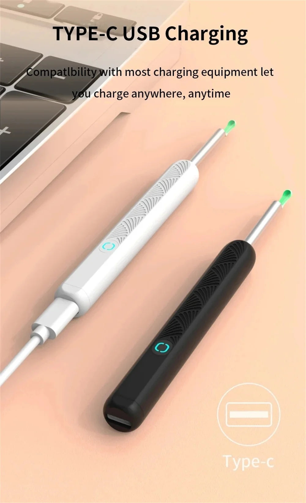 Visual Ear Wax Cleaner with Camera Ear Sticks Otoscope USB C Charging Endoscope Safe Ear Wax Removal Tools Mini Camera Earpick