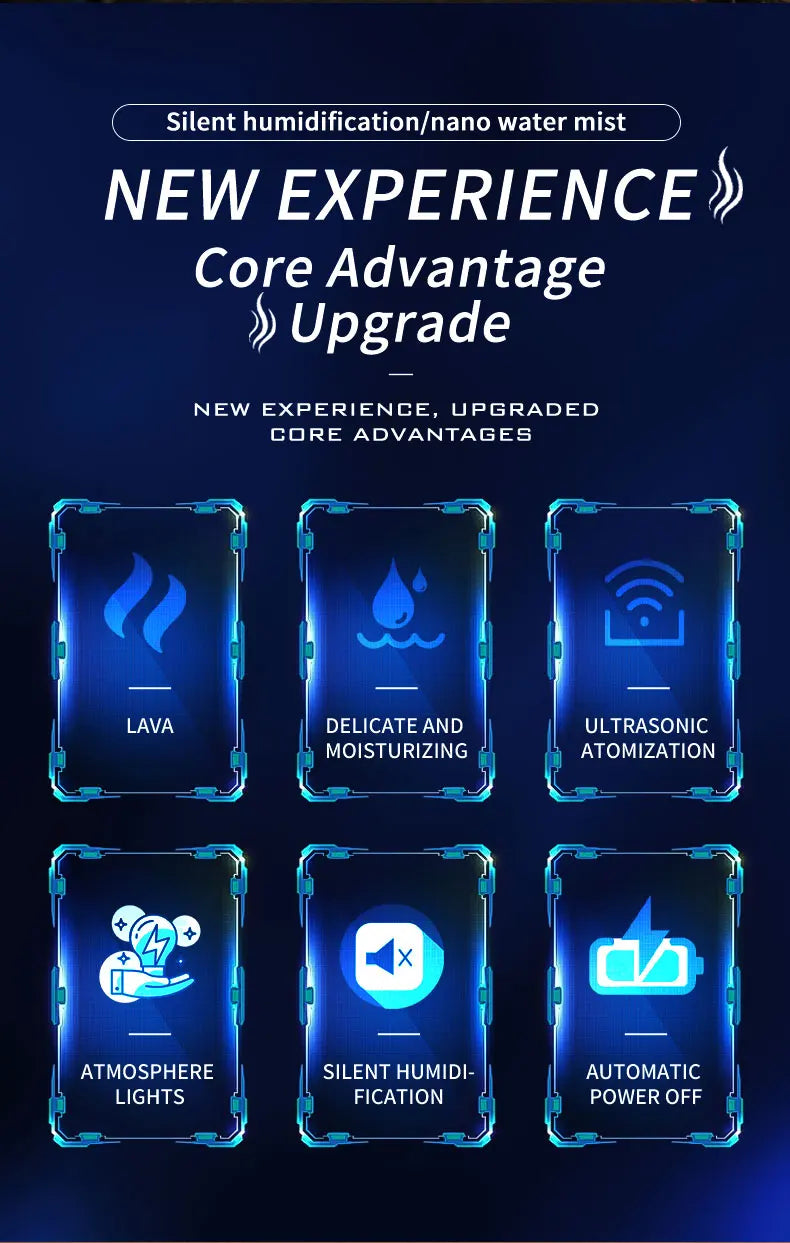 The simulated volcanic color lamp humidifier USB aromatherapy diffuser is suitable for use in cars, homes, bedrooms, as a gift,