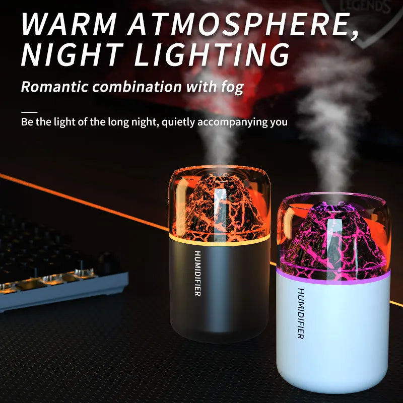 The simulated volcanic color lamp humidifier USB aromatherapy diffuser is suitable for use in cars, homes, bedrooms, as a gift,
