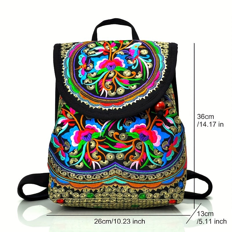 GUDAOBELL Vintage Embroidered Women's Backpack, Ethnic Style Travel Daypack  Bag, Tote Shoulder Bag