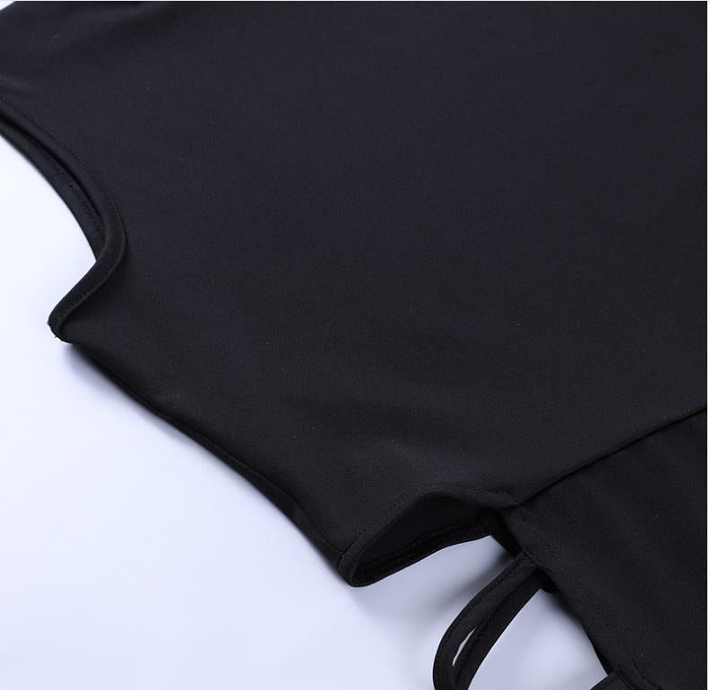 22 New Sexy Vest-Strap Long Dress with High Slit and Side Hollow | High Neck, Bodycon Fit, Solid Color for Spring/Fall